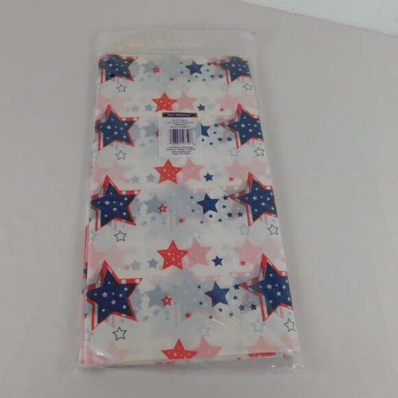 Patriotic Red White Blue Stars Plastic Tablecover Rectangle 54x108 Party July 4 - Picture 7 of 7